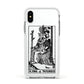 King of Wands Monochrome Apple iPhone Xs Impact Case White Edge on Silver Phone
