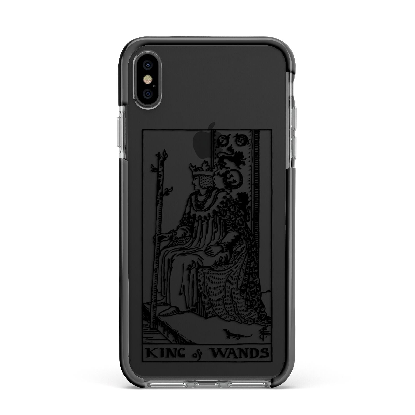 King of Wands Monochrome Apple iPhone Xs Max Impact Case Black Edge on Black Phone