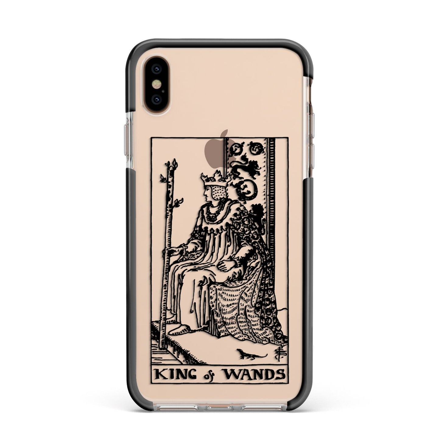 King of Wands Monochrome Apple iPhone Xs Max Impact Case Black Edge on Gold Phone