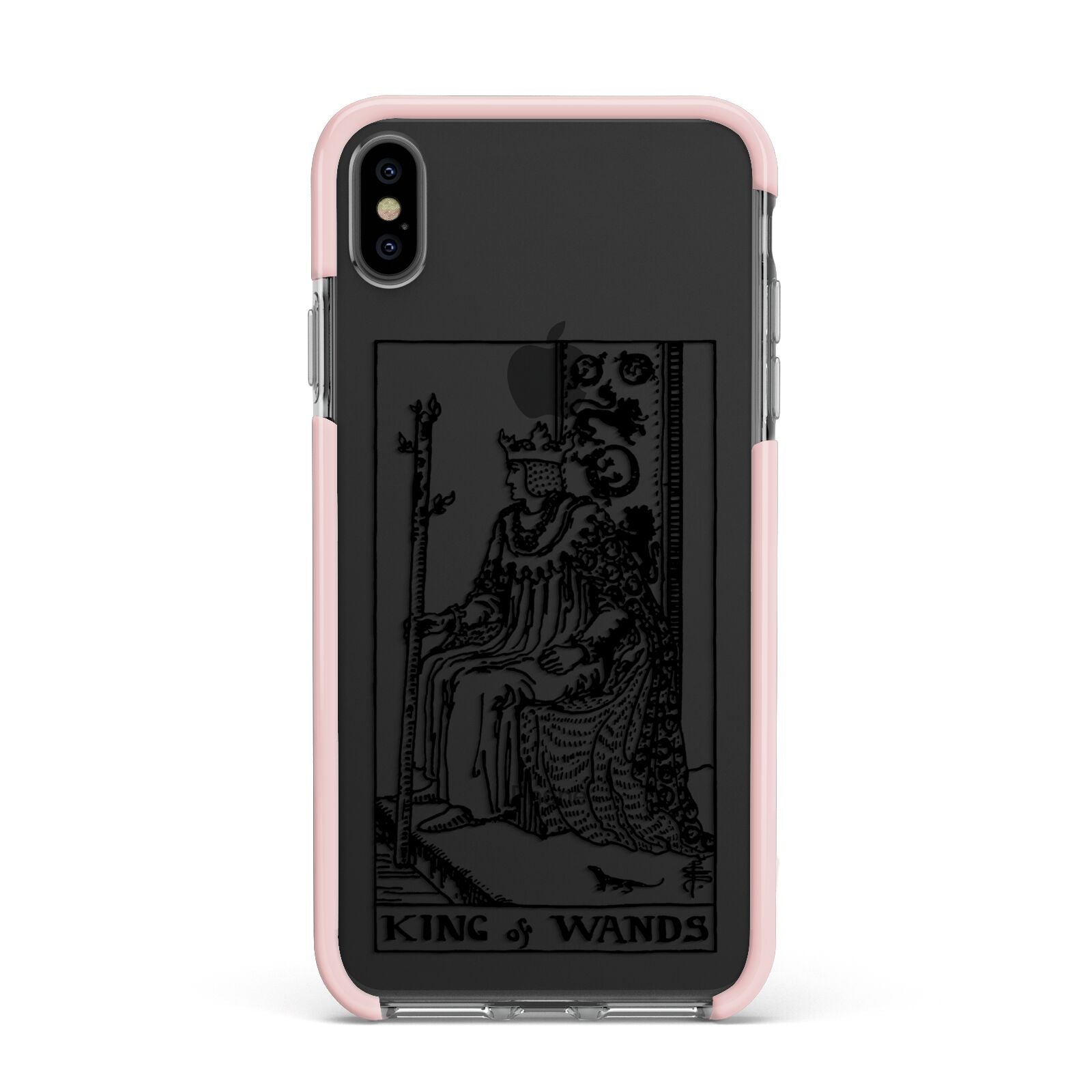 King of Wands Monochrome Apple iPhone Xs Max Impact Case Pink Edge on Black Phone