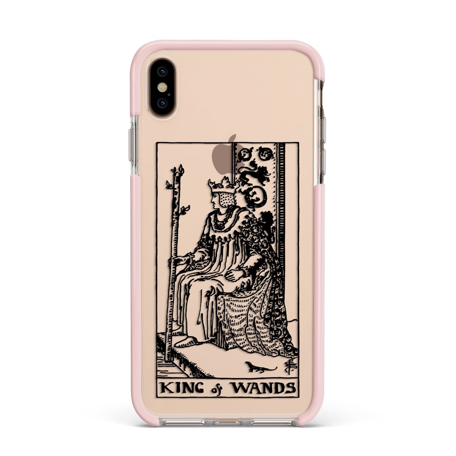 King of Wands Monochrome Apple iPhone Xs Max Impact Case Pink Edge on Gold Phone