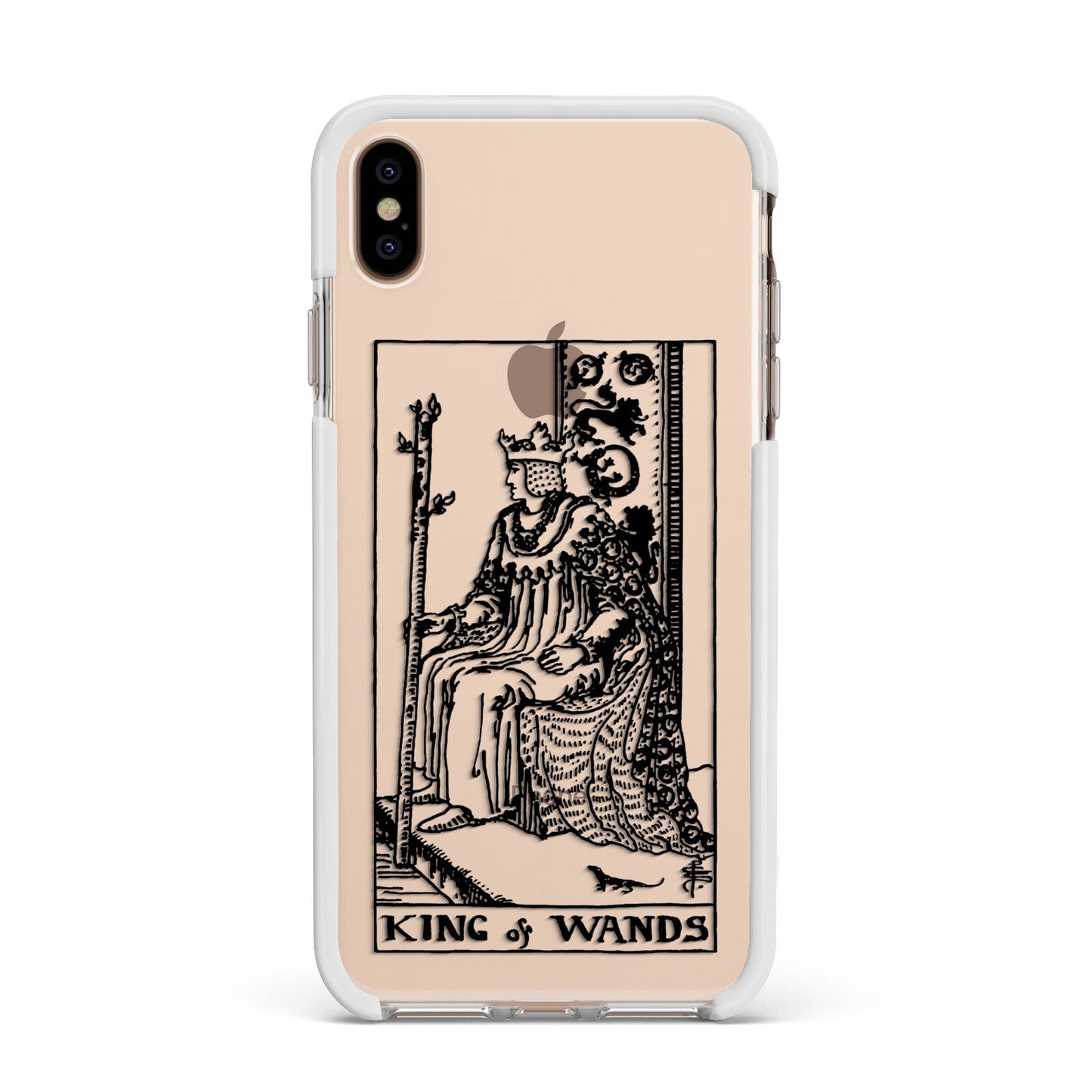 King of Wands Monochrome Apple iPhone Xs Max Impact Case White Edge on Gold Phone