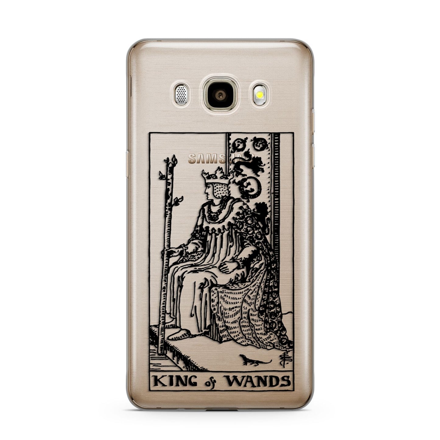 King of Wands Monochrome Samsung Galaxy J7 2016 Case on gold phone