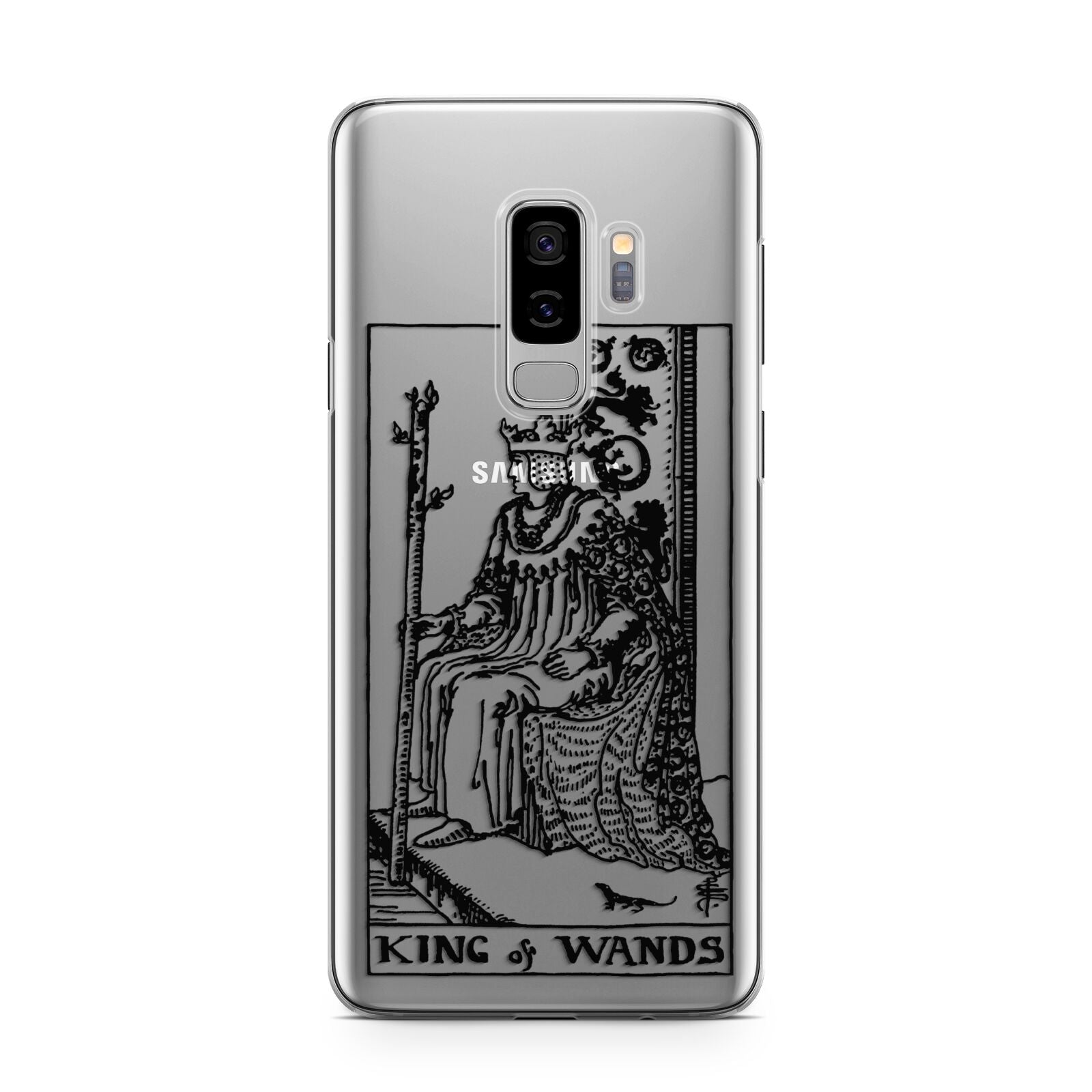 King of Wands Monochrome Samsung Galaxy S9 Plus Case on Silver phone