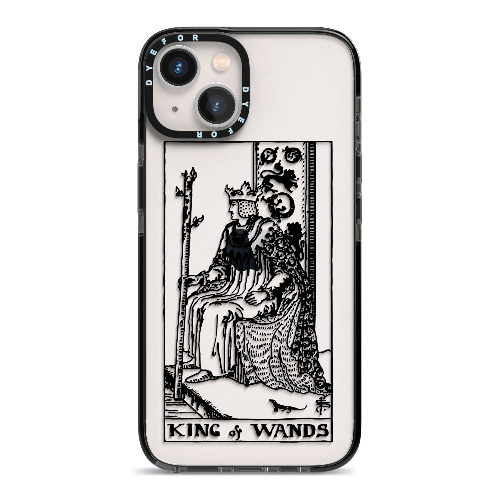 King of Wands Monochrome iPhone 13 Black Impact Case on Silver phone