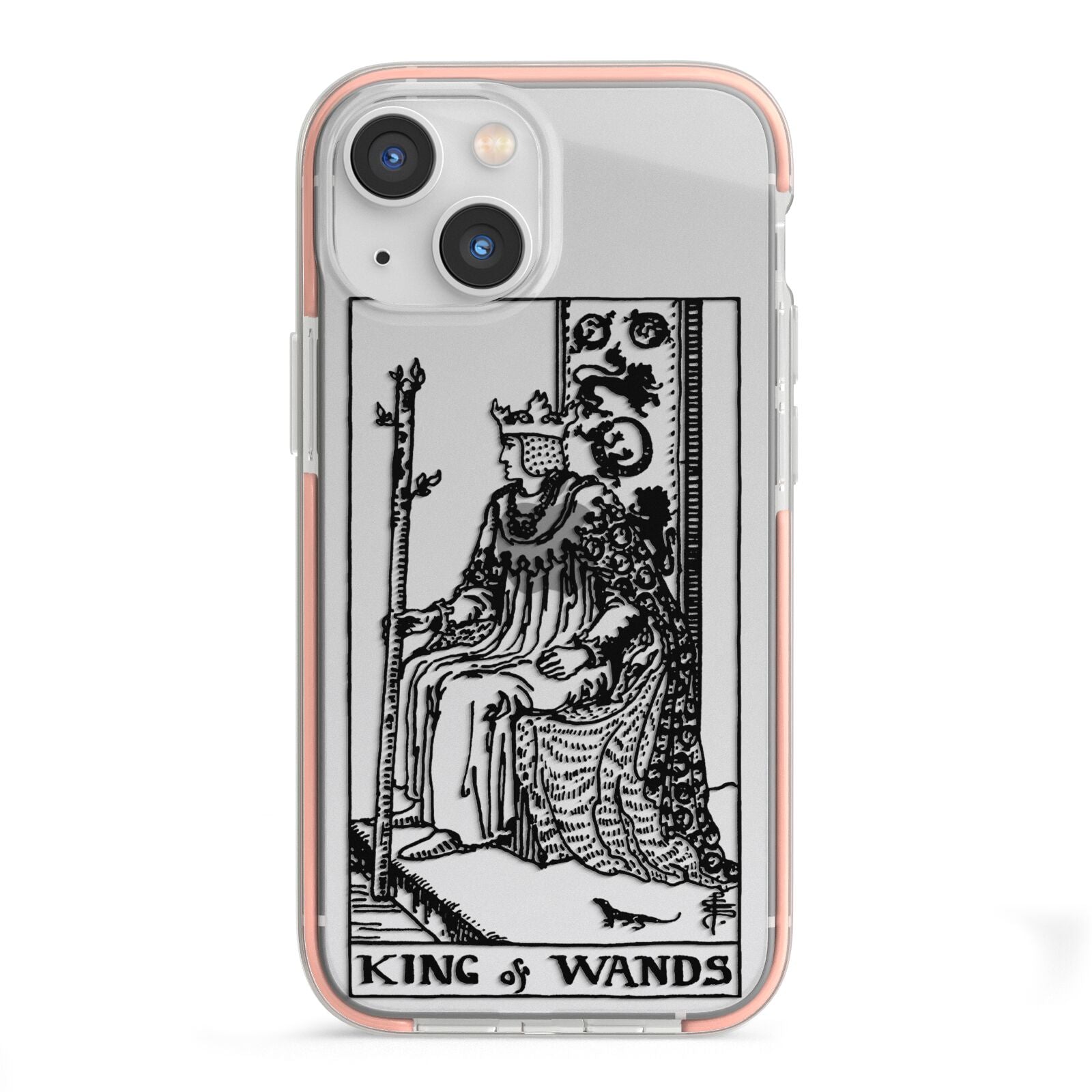 King of Wands Monochrome iPhone 13 Mini TPU Impact Case with Pink Edges