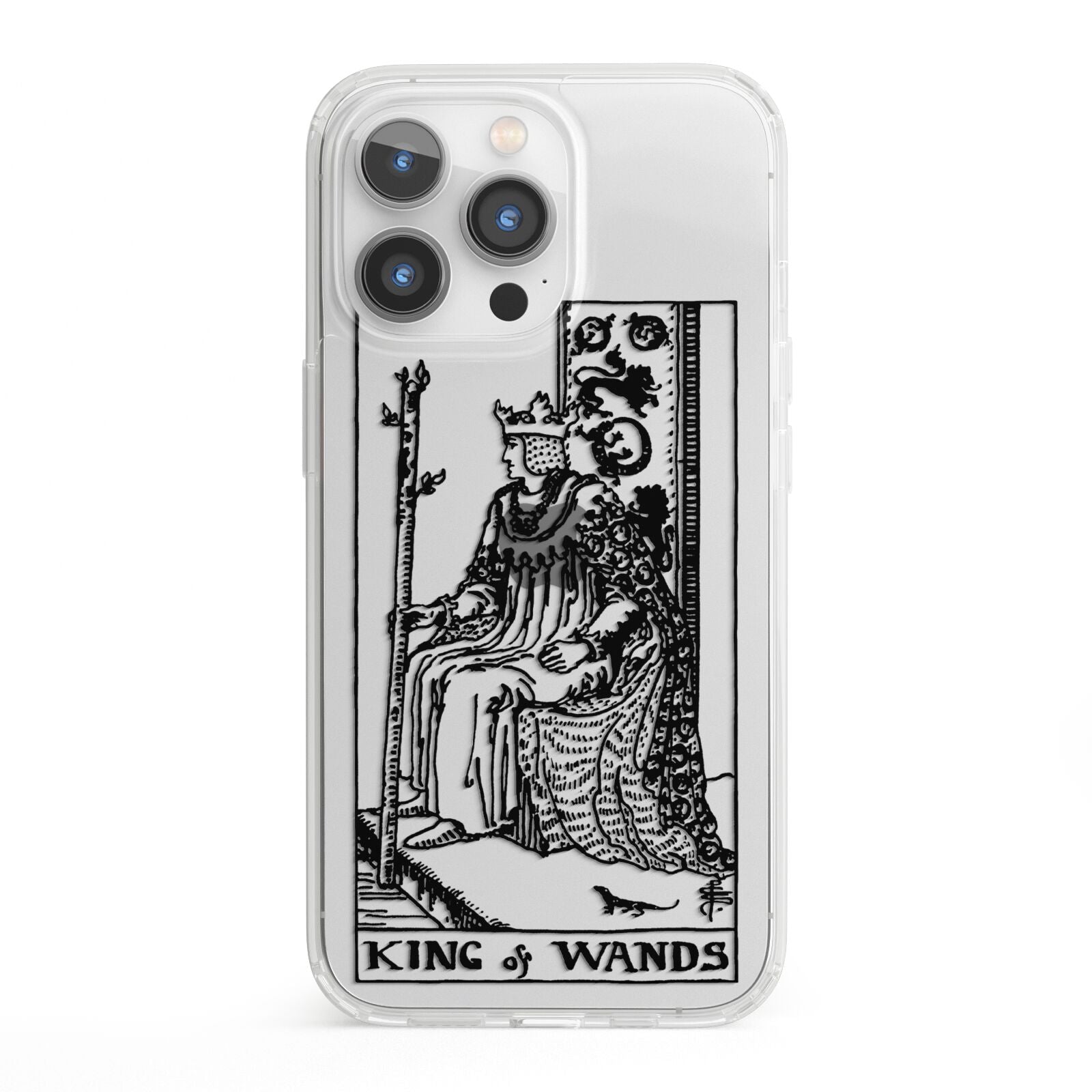 King of Wands Monochrome iPhone 13 Pro Clear Bumper Case