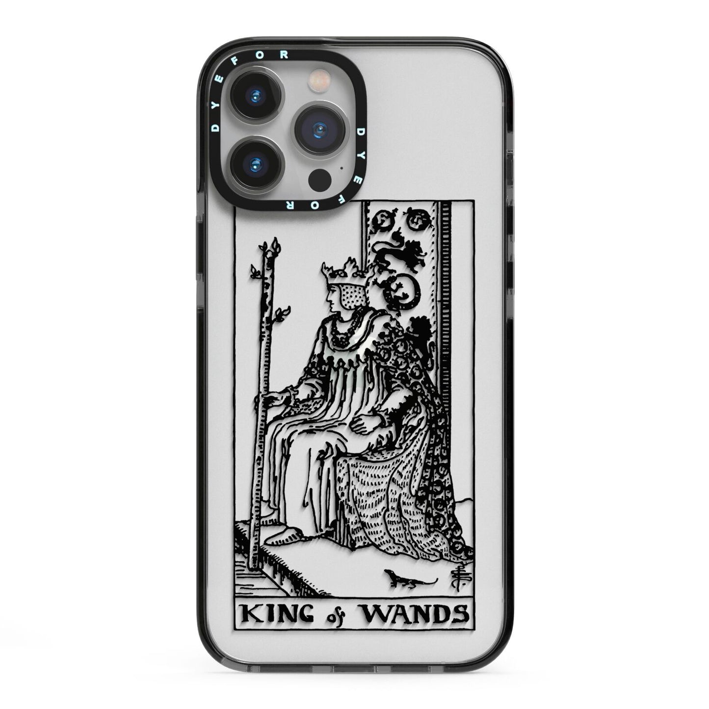King of Wands Monochrome iPhone 13 Pro Max Black Impact Case on Silver phone