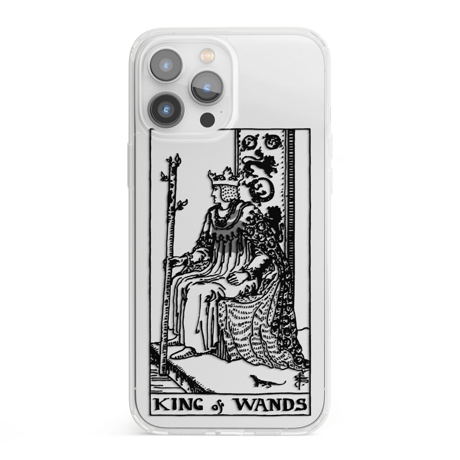King of Wands Monochrome iPhone 13 Pro Max Clear Bumper Case