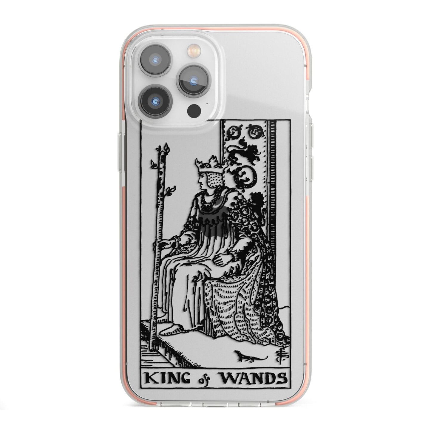 King of Wands Monochrome iPhone 13 Pro Max TPU Impact Case with Pink Edges