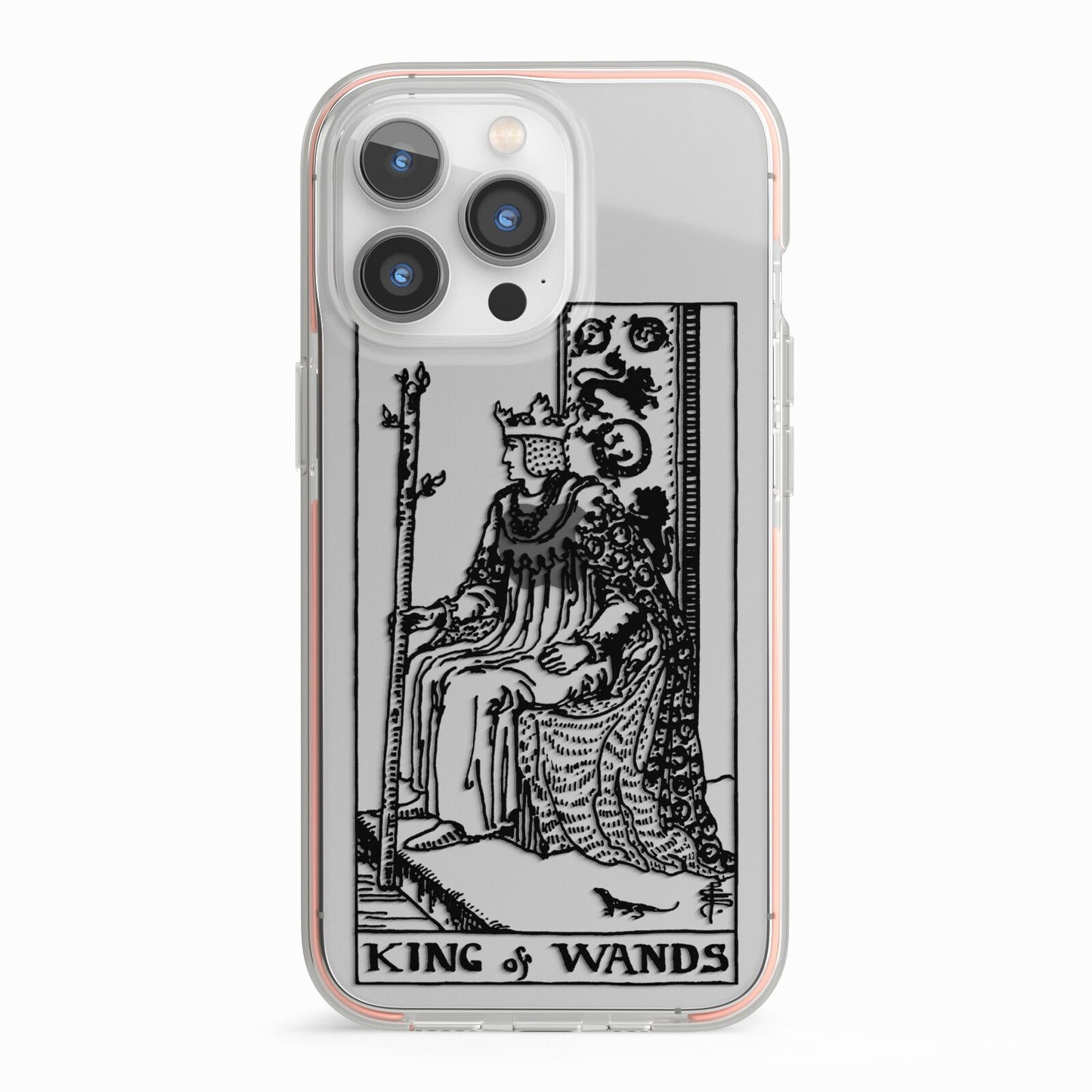 King of Wands Monochrome iPhone 13 Pro TPU Impact Case with Pink Edges