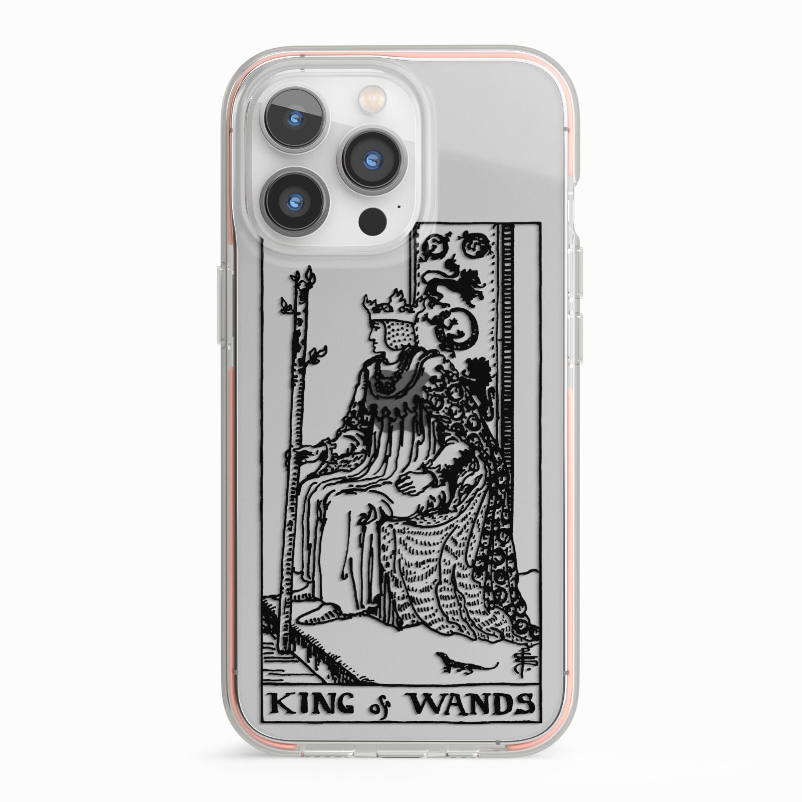 King of Wands Monochrome iPhone 13 Pro TPU Impact Case with Pink Edges