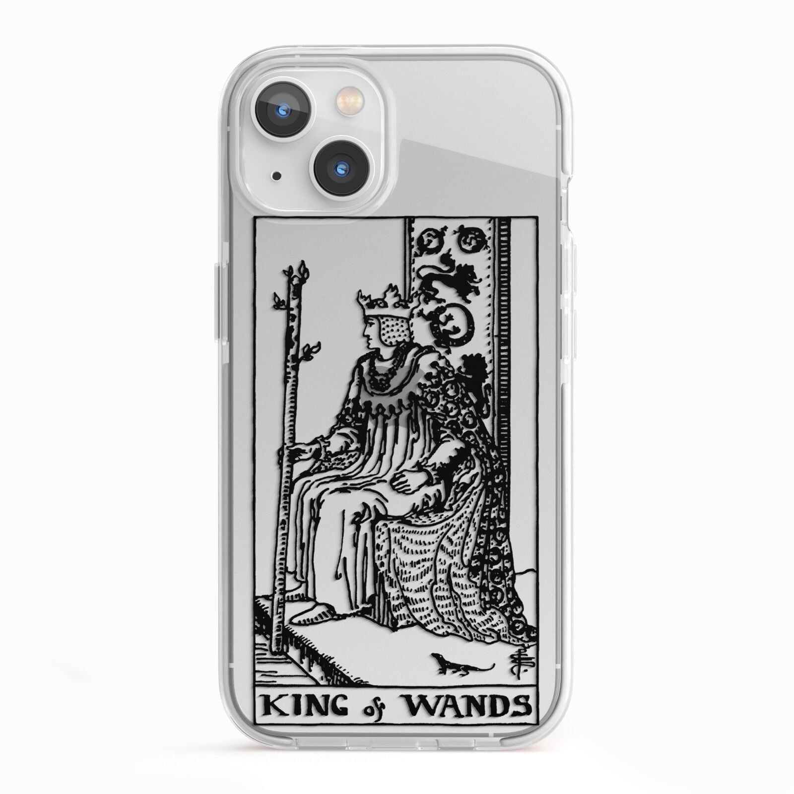 King of Wands Monochrome iPhone 13 TPU Impact Case with White Edges