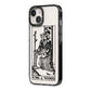 King of Wands Monochrome iPhone 14 Black Impact Case Side Angle on Silver phone