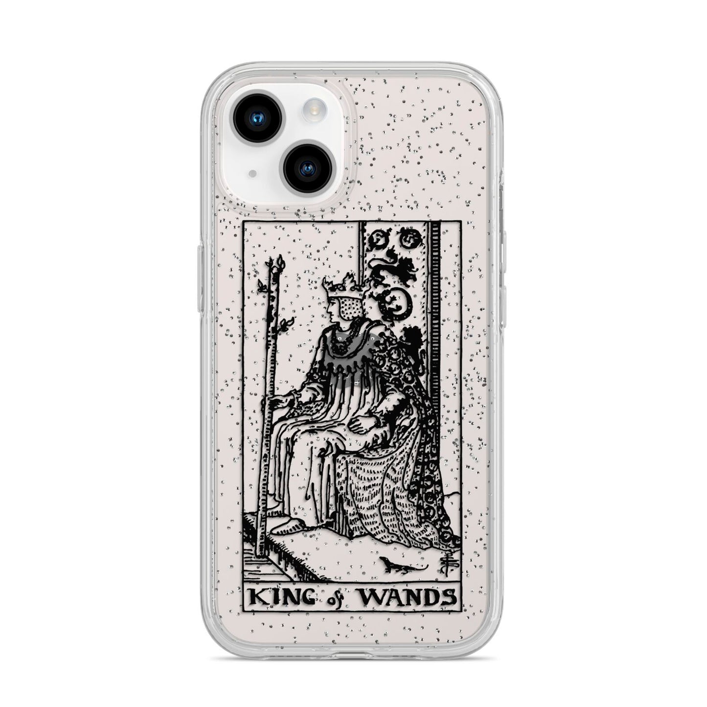 King of Wands Monochrome iPhone 14 Glitter Tough Case Starlight