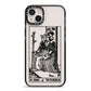 King of Wands Monochrome iPhone 14 Plus Black Impact Case on Silver phone