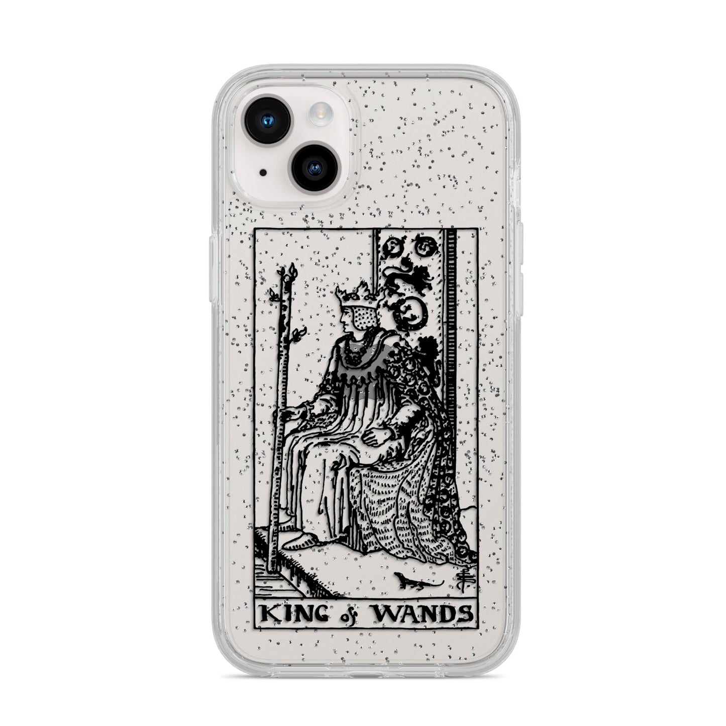 King of Wands Monochrome iPhone 14 Plus Glitter Tough Case Starlight