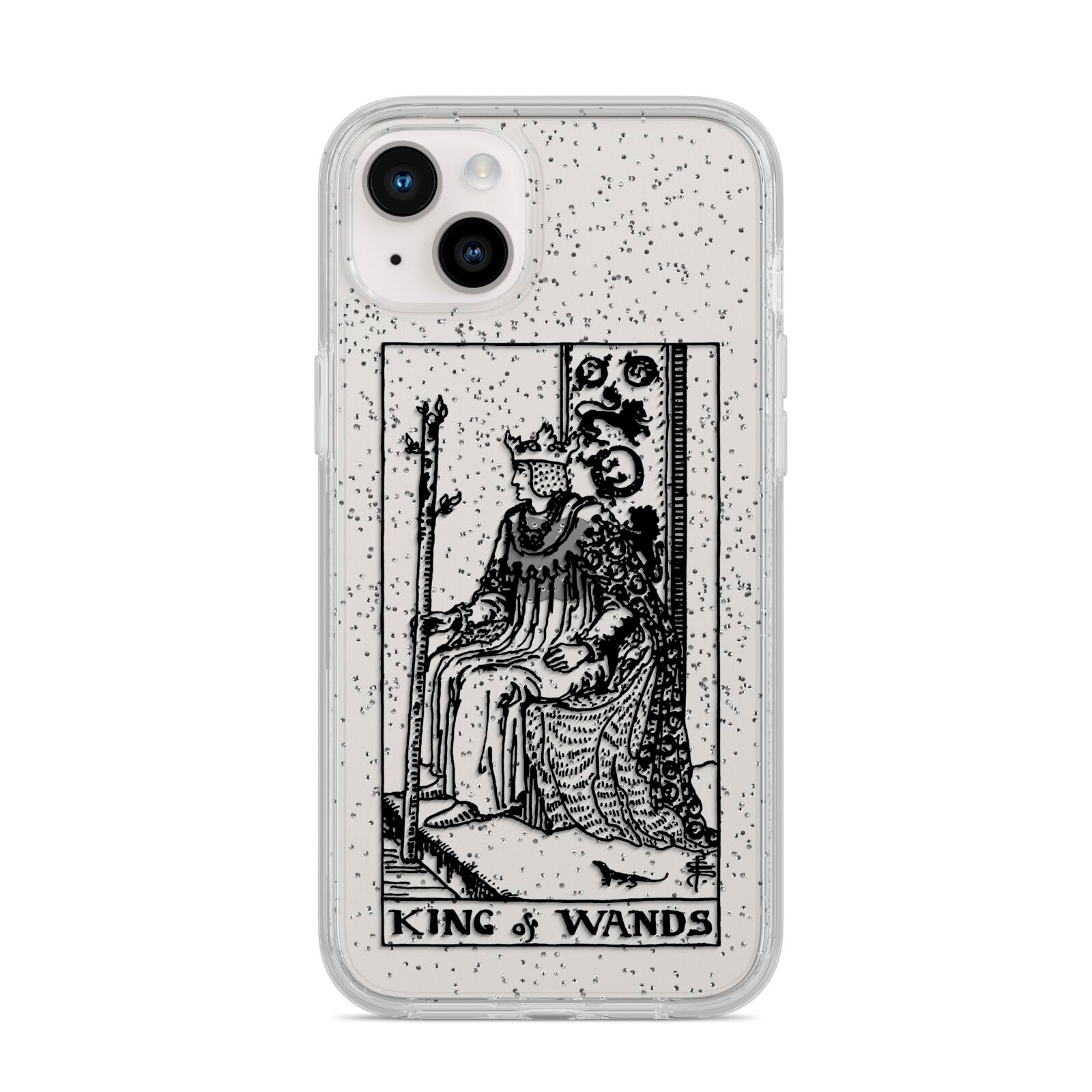 King of Wands Monochrome iPhone 14 Plus Glitter Tough Case Starlight