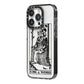 King of Wands Monochrome iPhone 14 Pro Black Impact Case Side Angle on Silver phone
