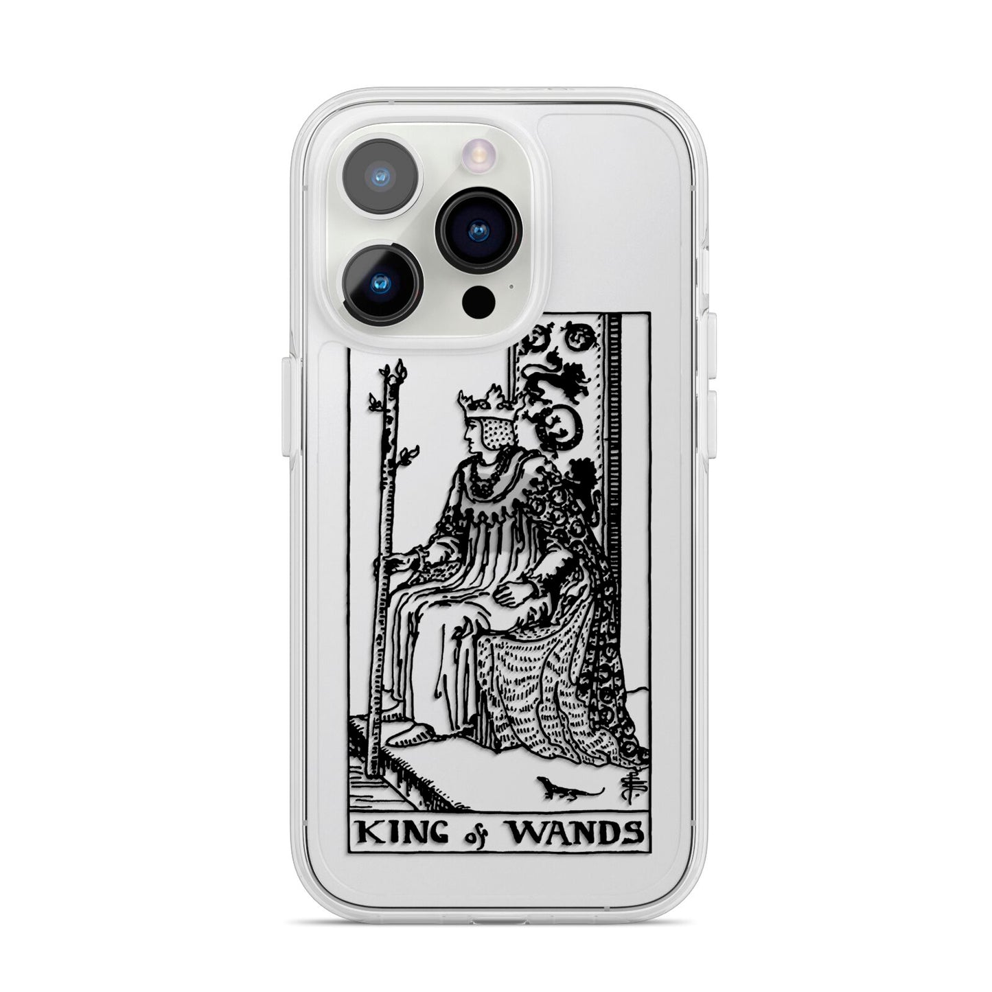King of Wands Monochrome iPhone 14 Pro Clear Tough Case Silver