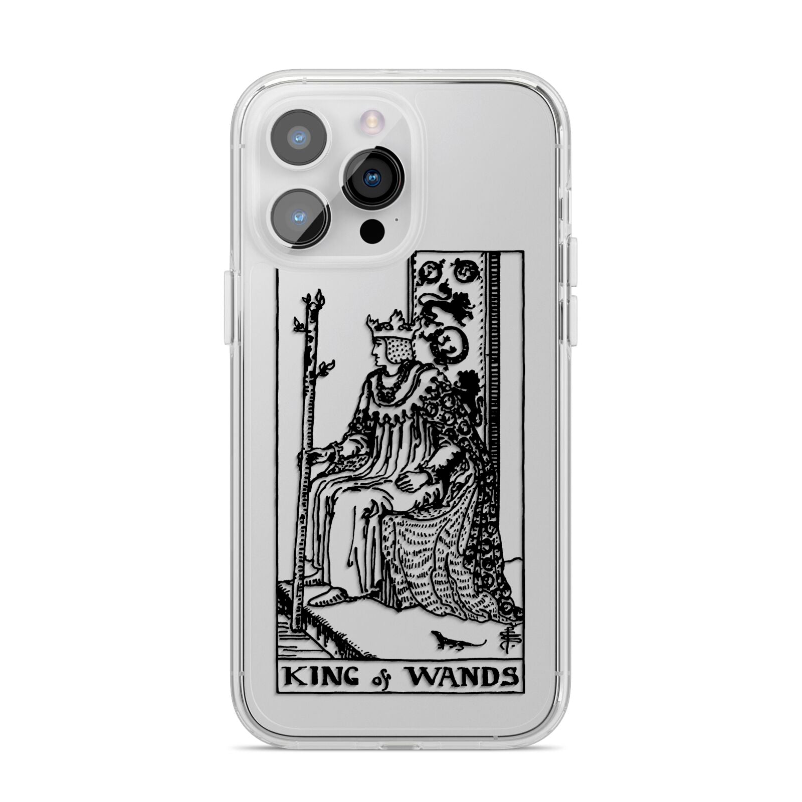 King of Wands Monochrome iPhone 14 Pro Max Clear Tough Case Silver