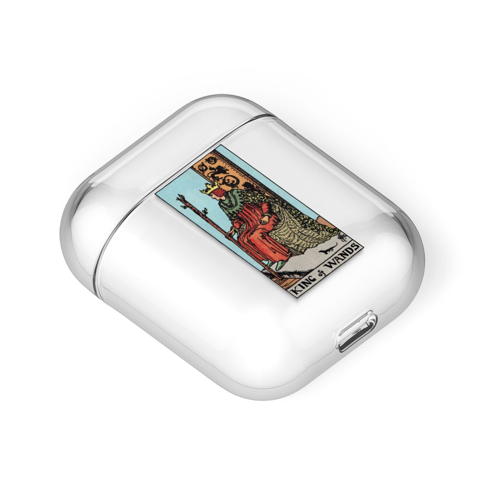 King of Wands Tarot Card AirPods Case Laid Flat