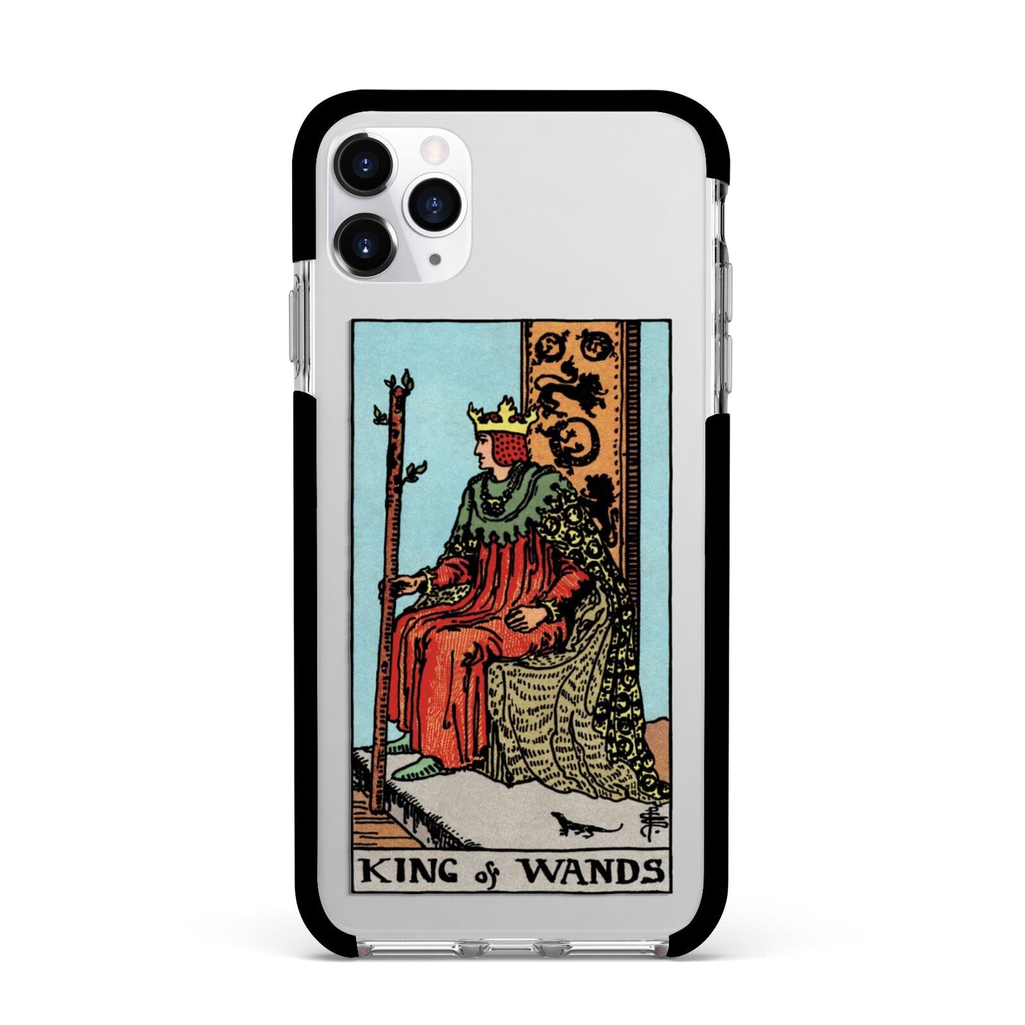 King of Wands Tarot Card Apple iPhone 11 Pro Max in Silver with Black Impact Case