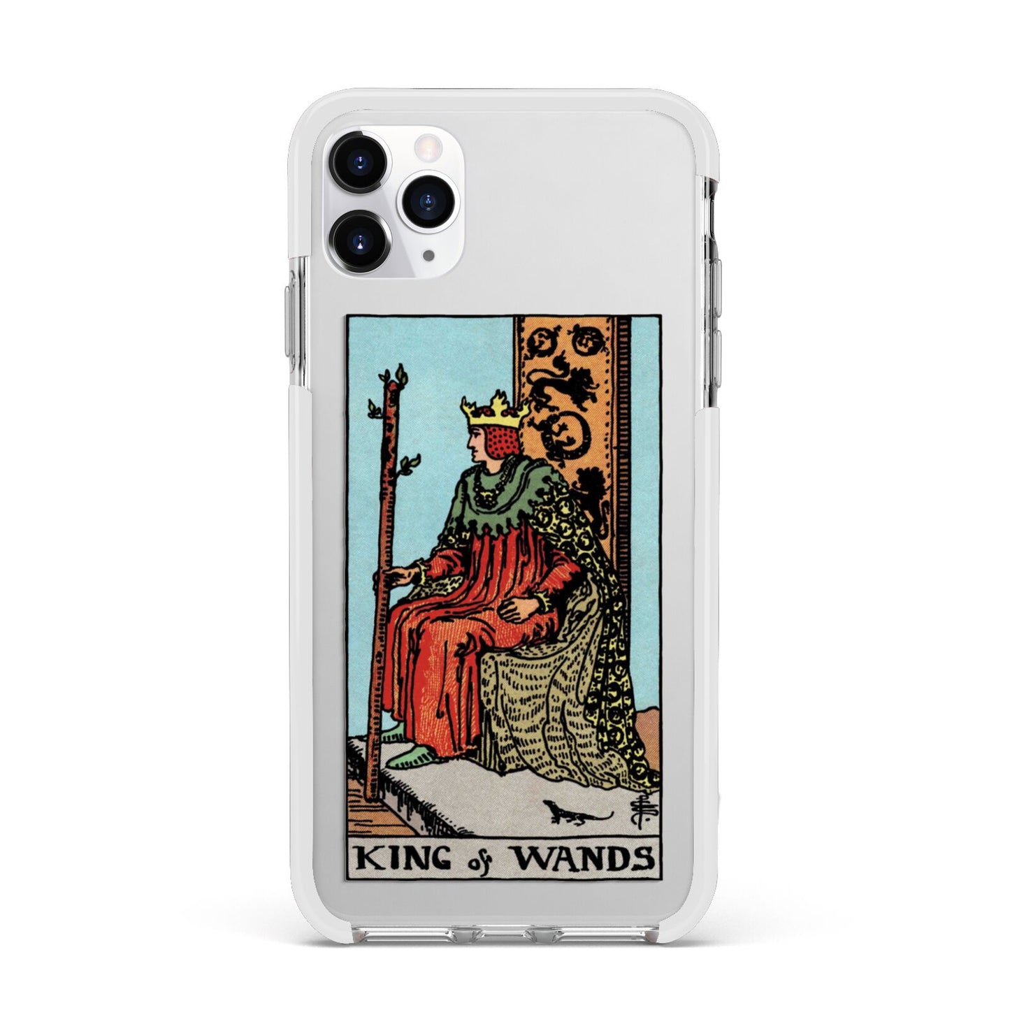 King of Wands Tarot Card Apple iPhone 11 Pro Max in Silver with White Impact Case