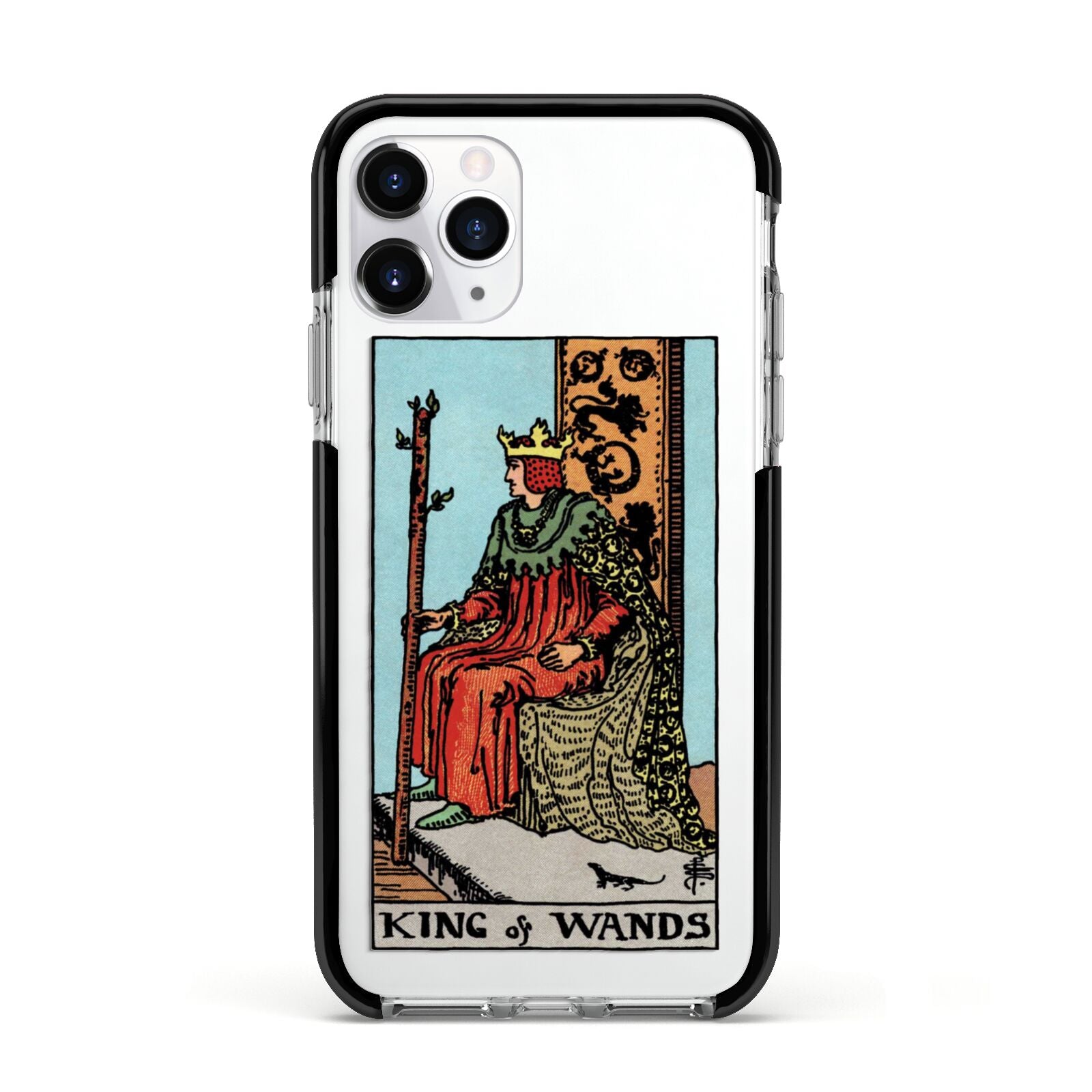 King of Wands Tarot Card Apple iPhone 11 Pro in Silver with Black Impact Case