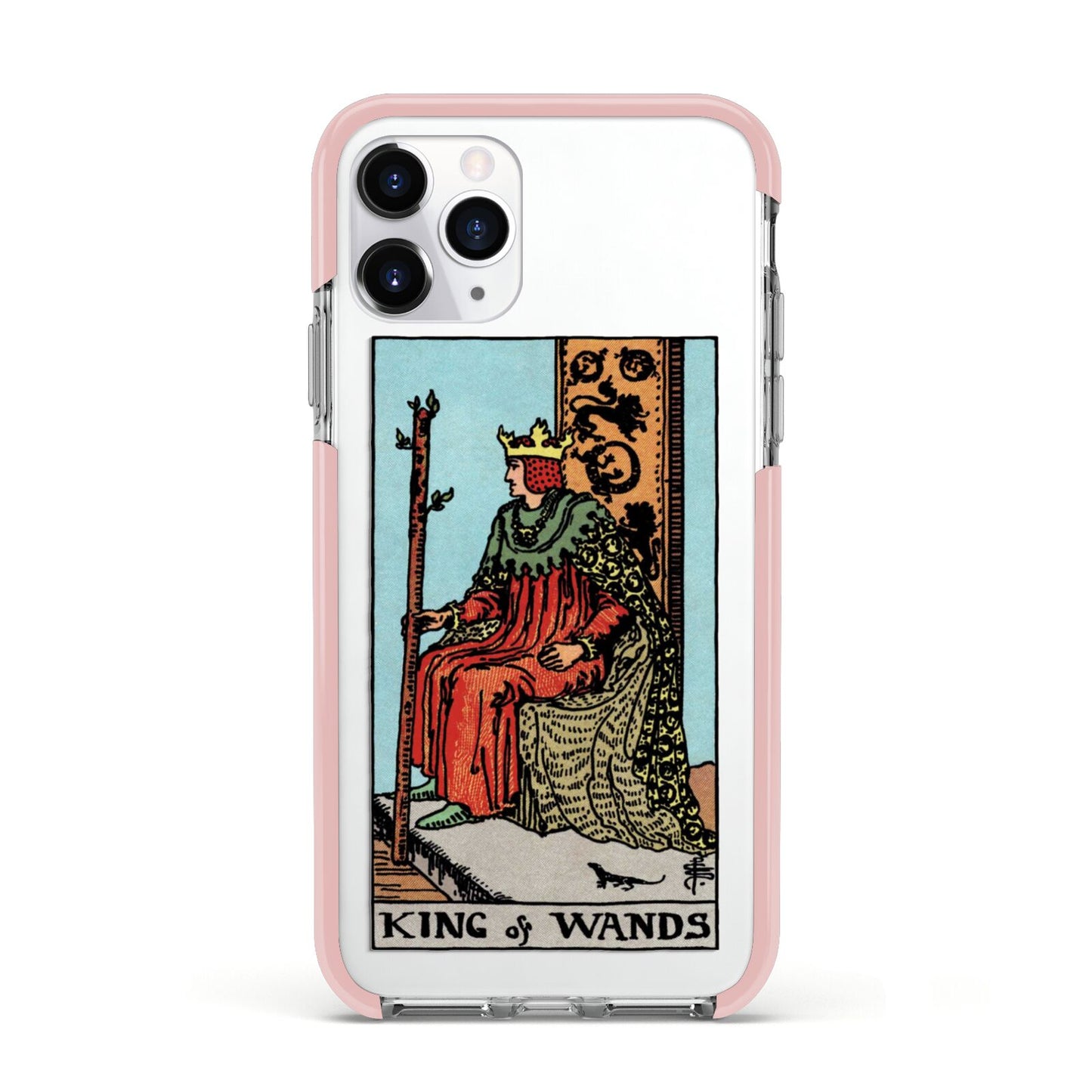 King of Wands Tarot Card Apple iPhone 11 Pro in Silver with Pink Impact Case