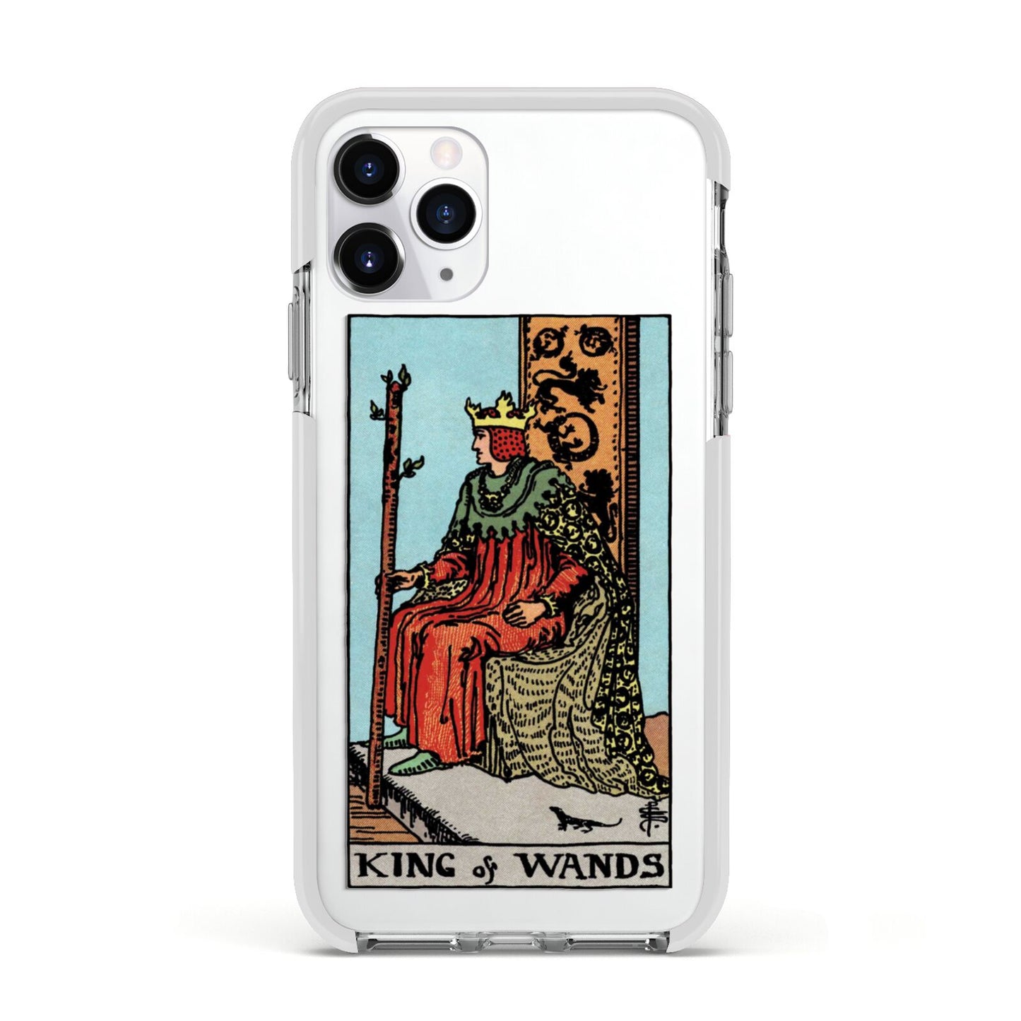 King of Wands Tarot Card Apple iPhone 11 Pro in Silver with White Impact Case