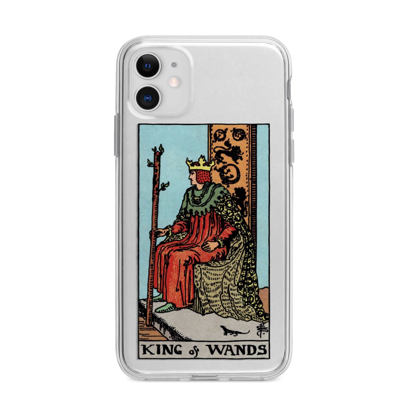 King of Wands Tarot Card Apple iPhone 11 in White with Bumper Case