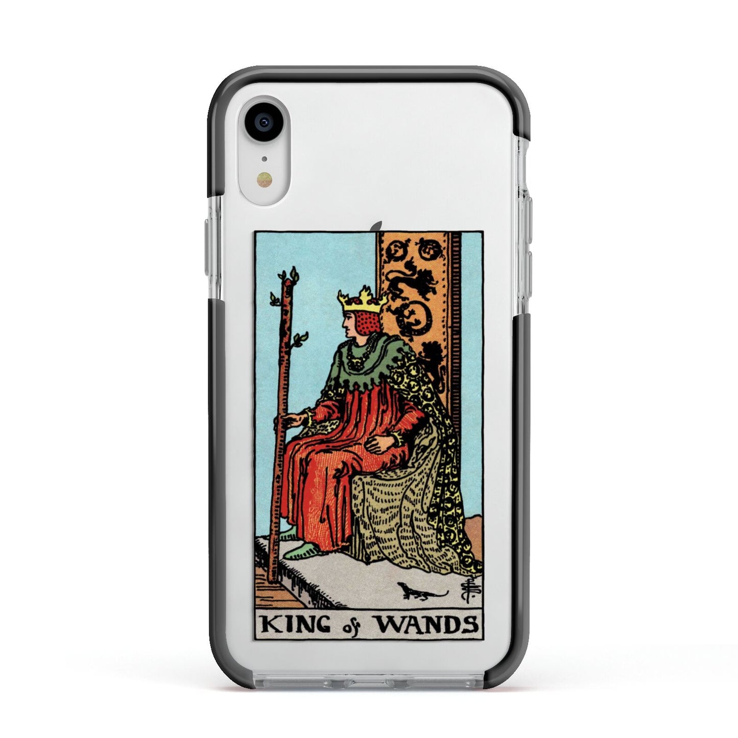 King of Wands Tarot Card Apple iPhone XR Impact Case Black Edge on Silver Phone
