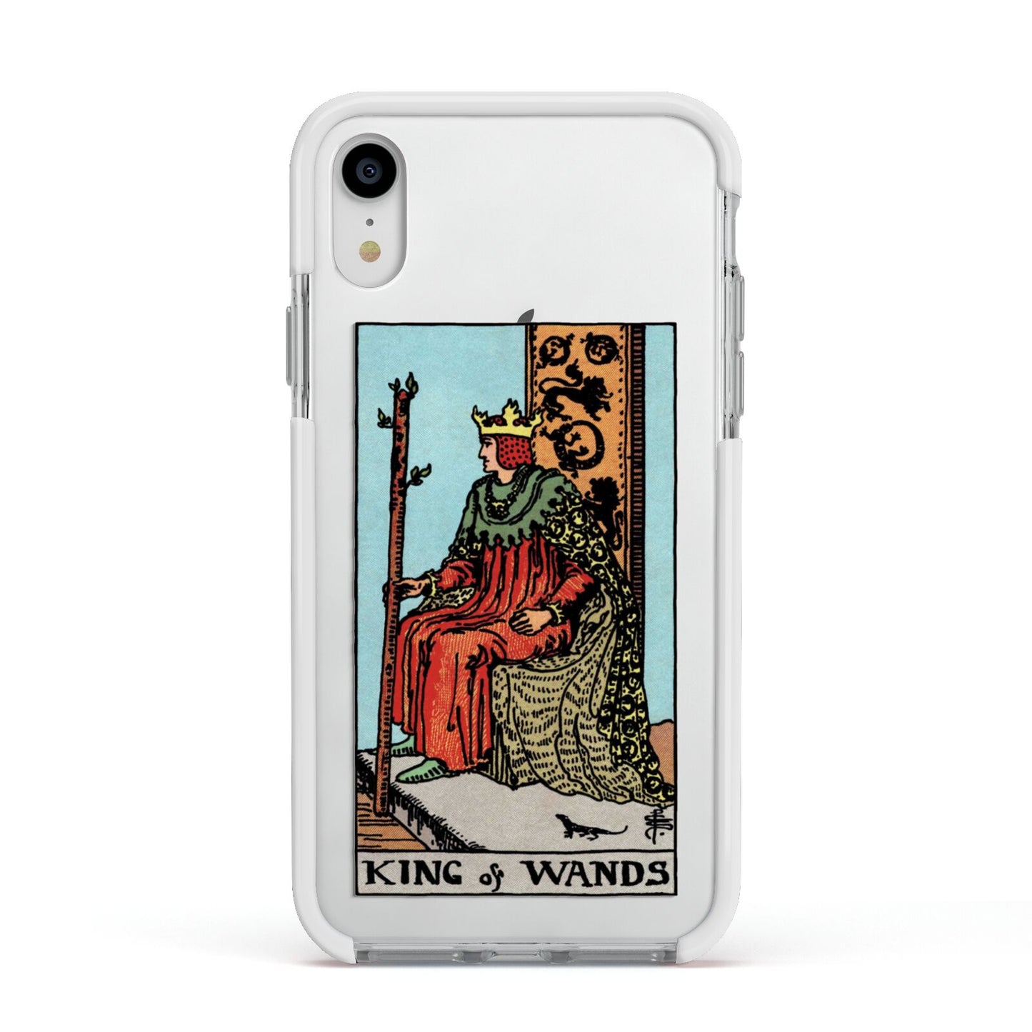 King of Wands Tarot Card Apple iPhone XR Impact Case White Edge on Silver Phone