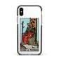 King of Wands Tarot Card Apple iPhone Xs Impact Case Black Edge on Silver Phone