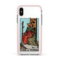 King of Wands Tarot Card Apple iPhone Xs Impact Case Pink Edge on Silver Phone