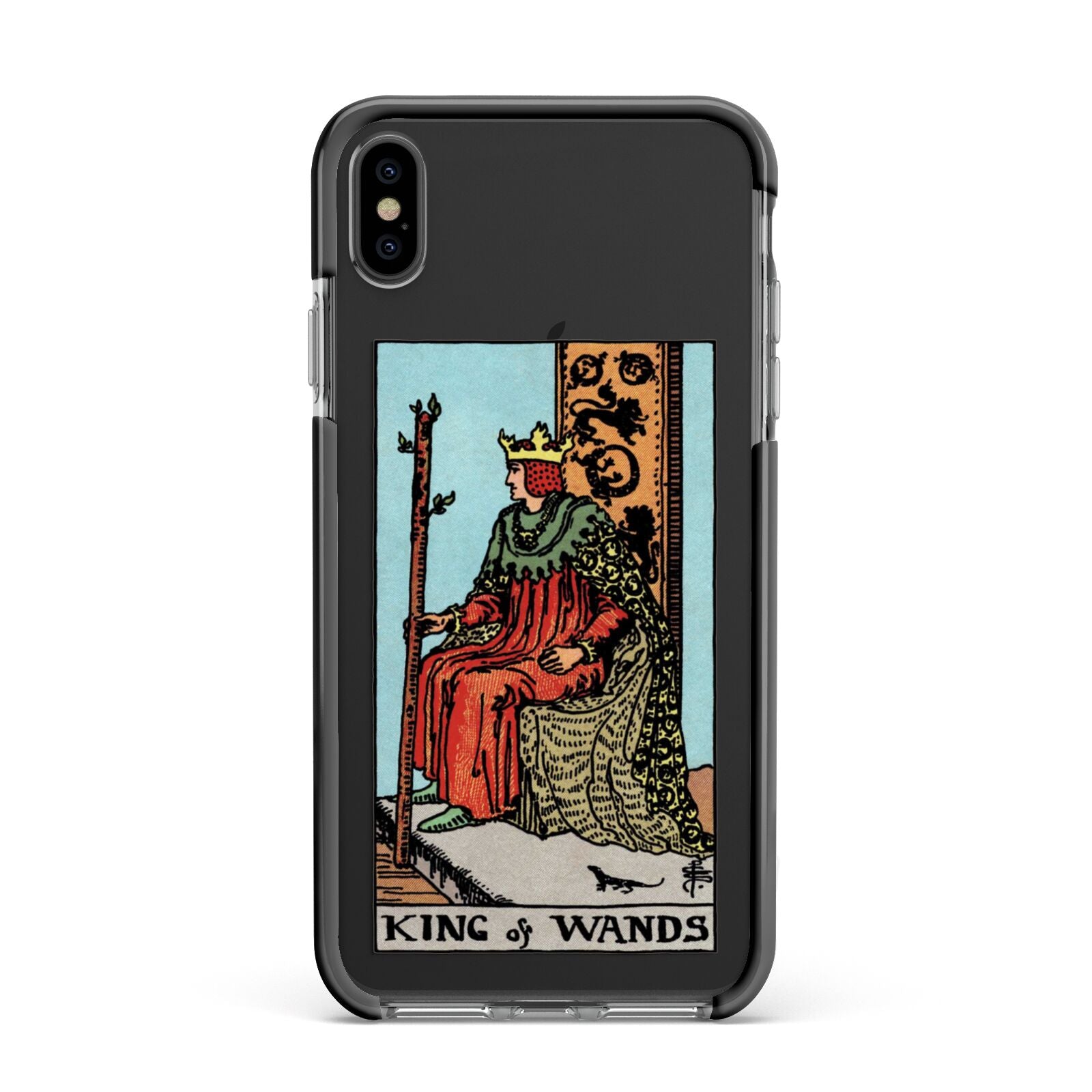 King of Wands Tarot Card Apple iPhone Xs Max Impact Case Black Edge on Black Phone