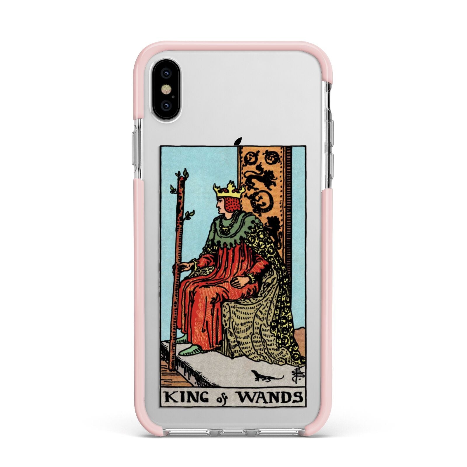 King of Wands Tarot Card Apple iPhone Xs Max Impact Case Pink Edge on Silver Phone
