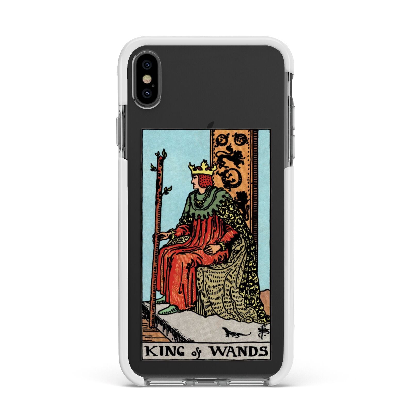 King of Wands Tarot Card Apple iPhone Xs Max Impact Case White Edge on Black Phone
