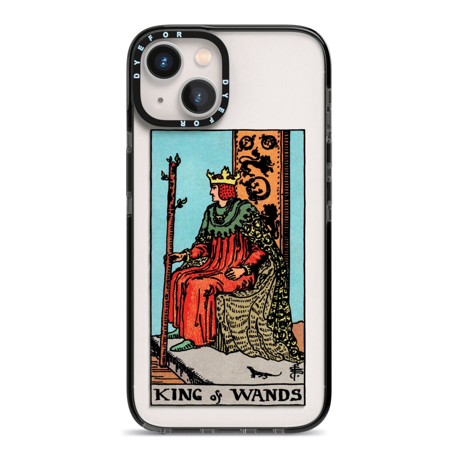 King of Wands Tarot Card iPhone 13 Black Impact Case on Silver phone