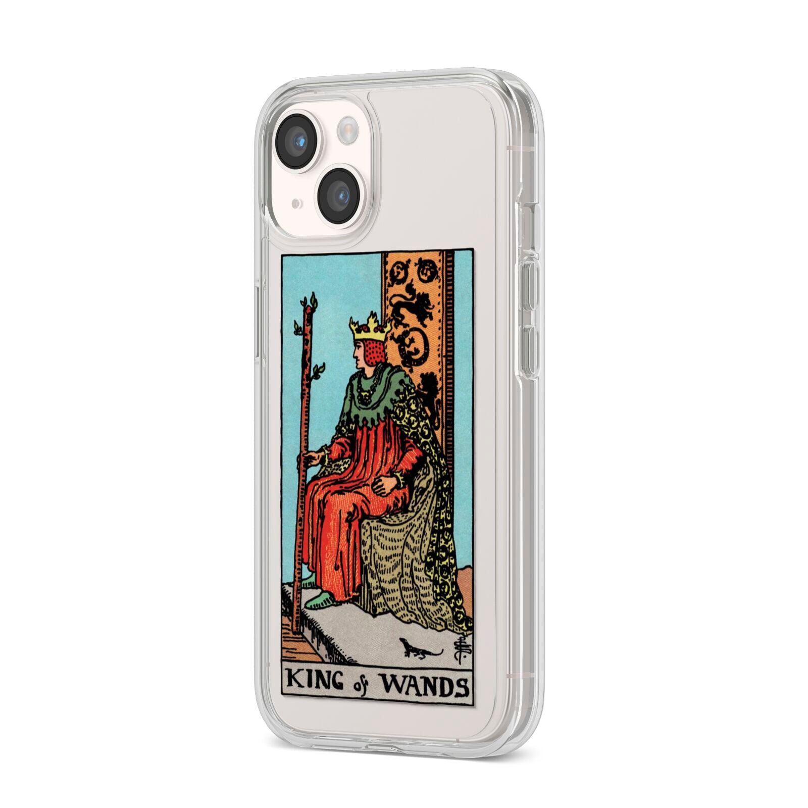 King of Wands Tarot Card iPhone 14 Clear Tough Case Starlight Angled Image