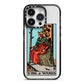 King of Wands Tarot Card iPhone 14 Pro Black Impact Case on Silver phone