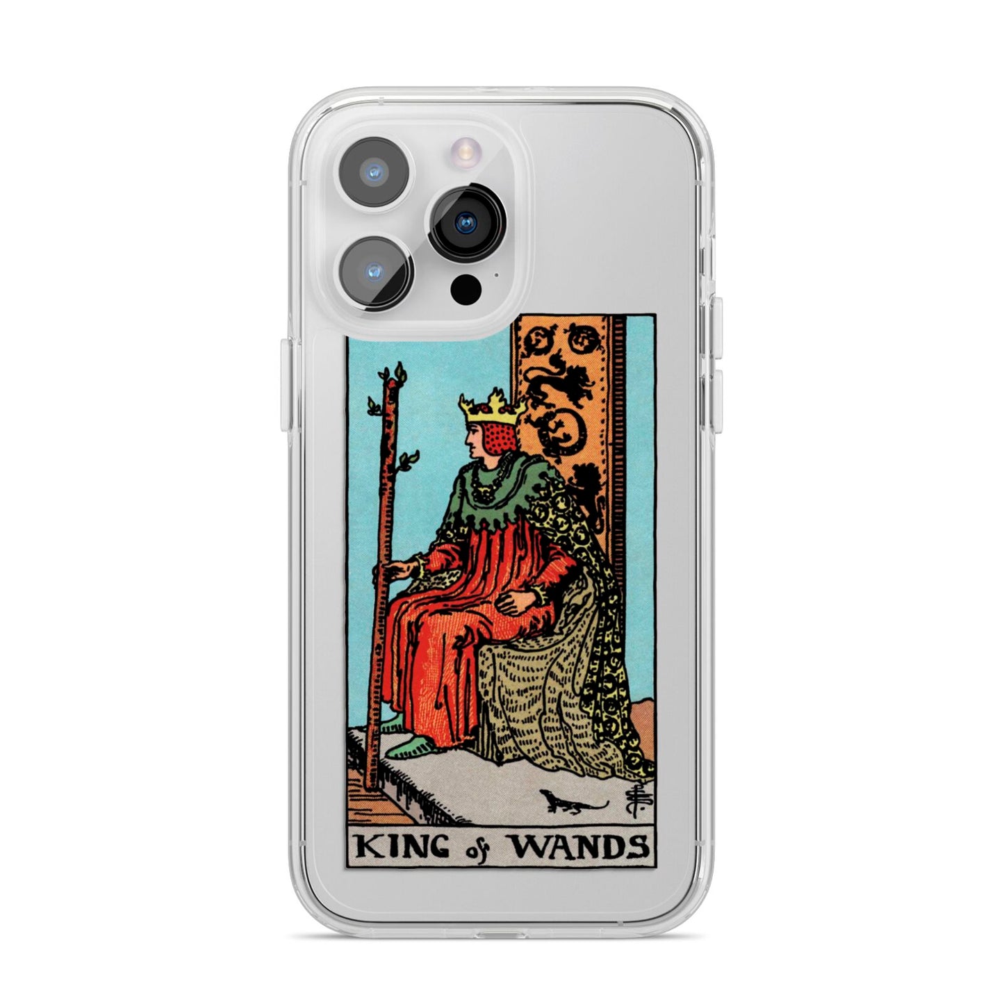 King of Wands Tarot Card iPhone 14 Pro Max Clear Tough Case Silver