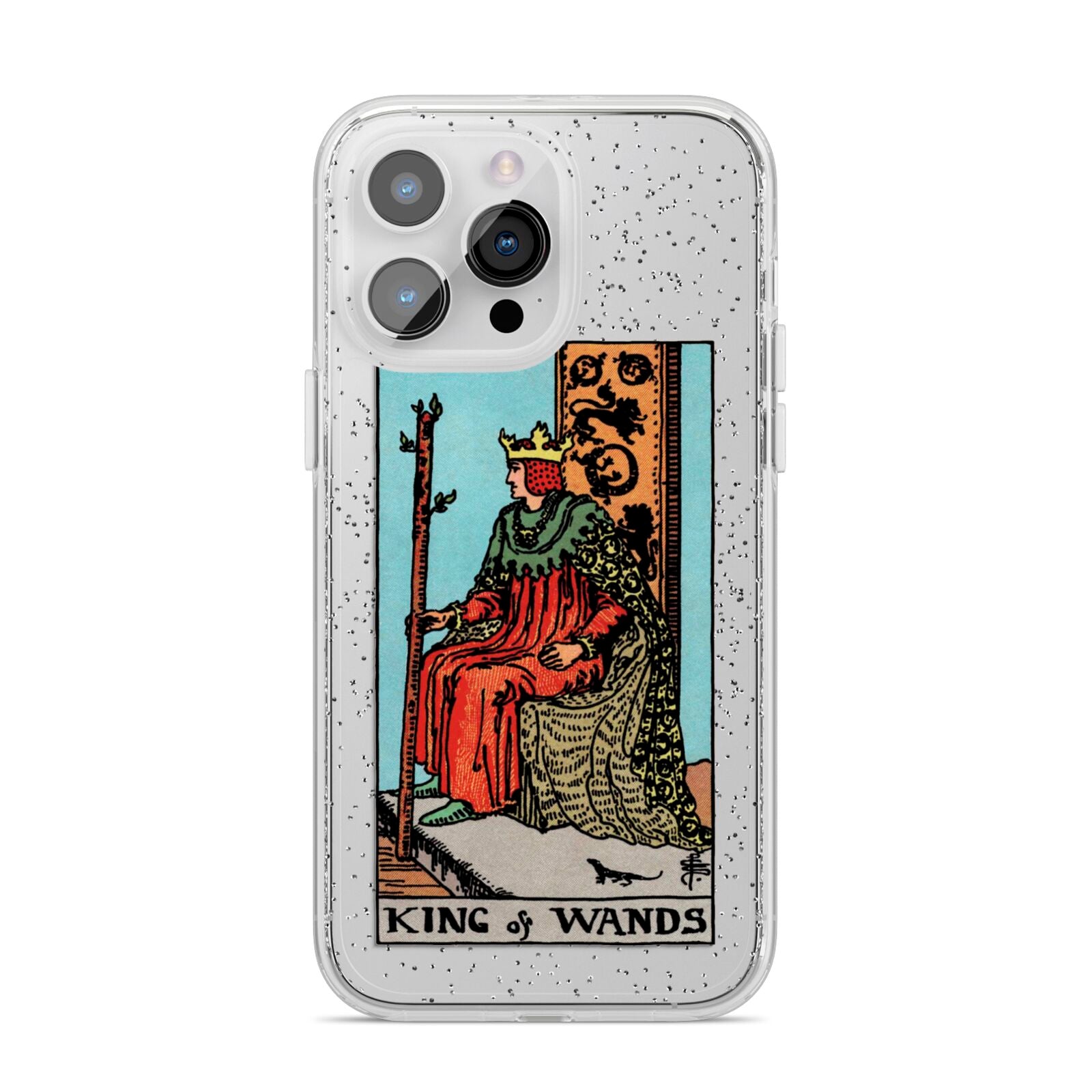 King of Wands Tarot Card iPhone 14 Pro Max Glitter Tough Case Silver