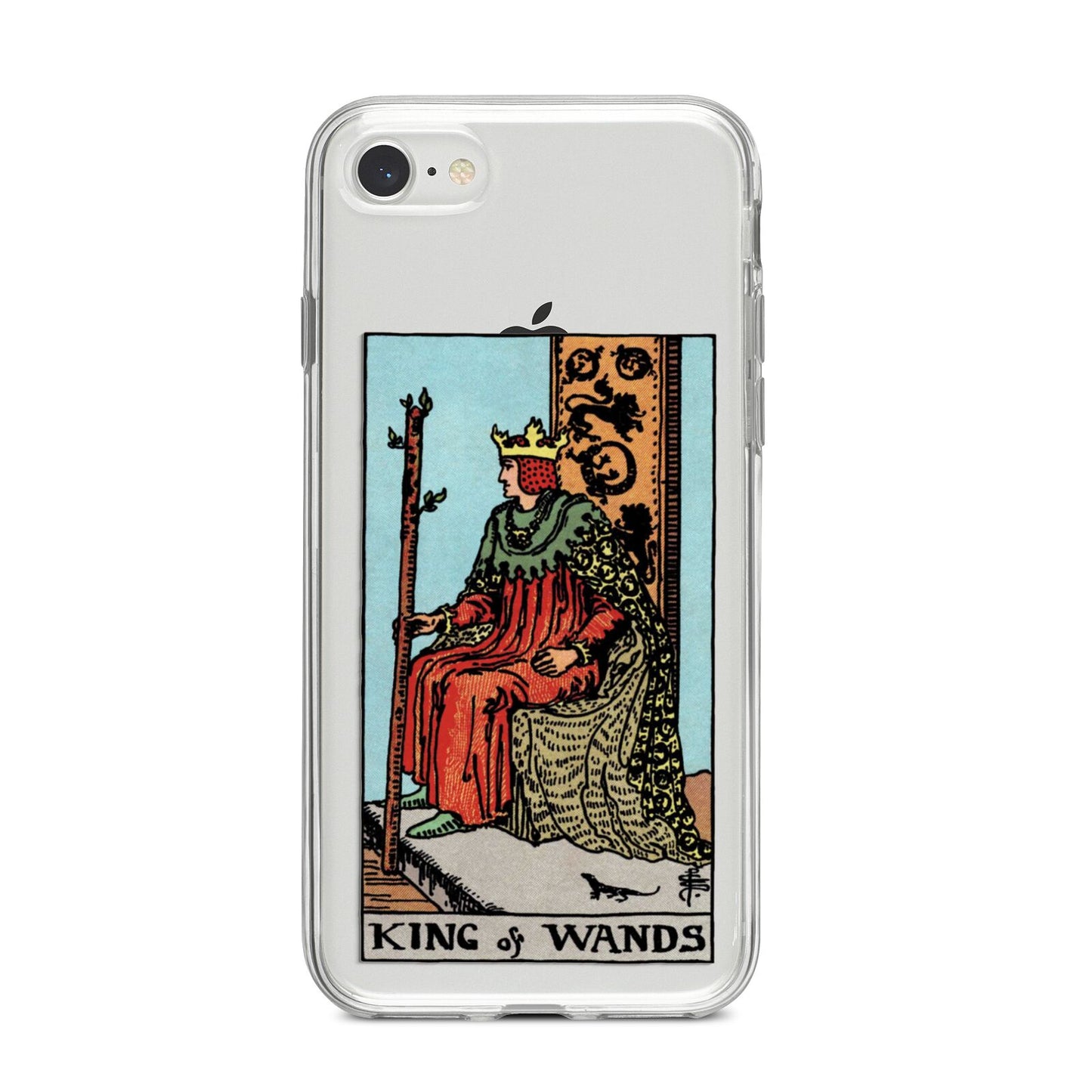 King of Wands Tarot Card iPhone 8 Bumper Case on Silver iPhone