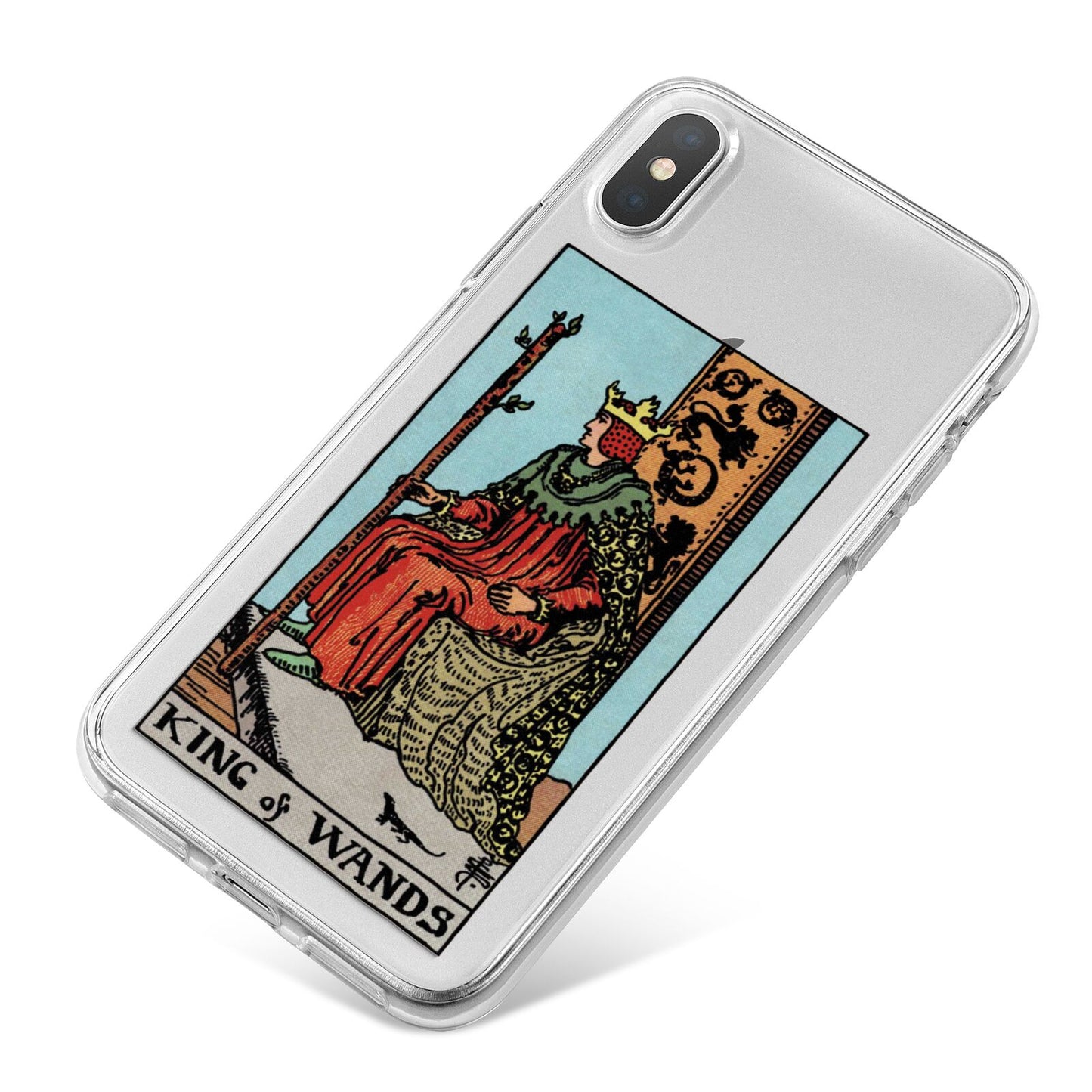 King of Wands Tarot Card iPhone X Bumper Case on Silver iPhone