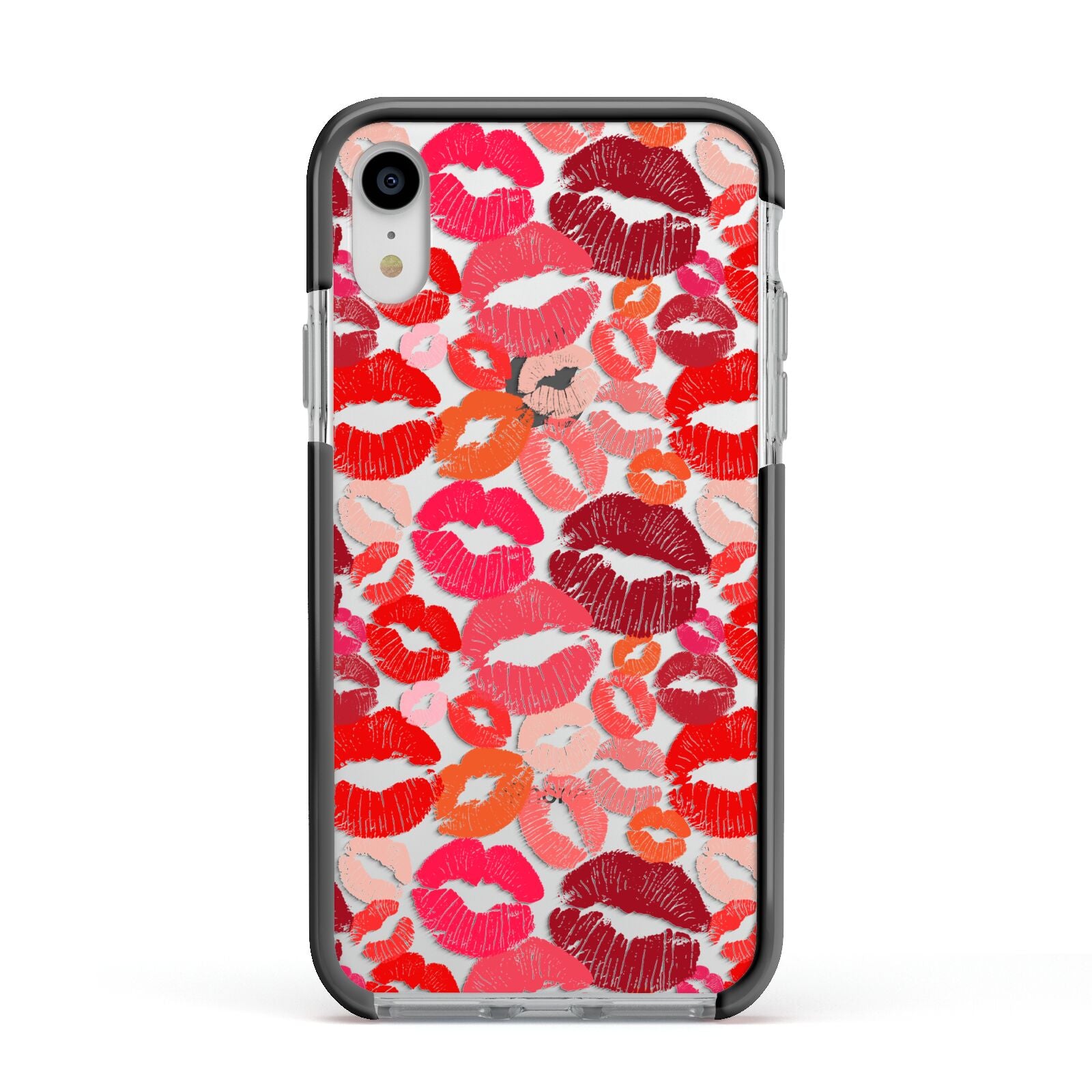 Kiss Print Apple iPhone XR Impact Case Black Edge on Silver Phone