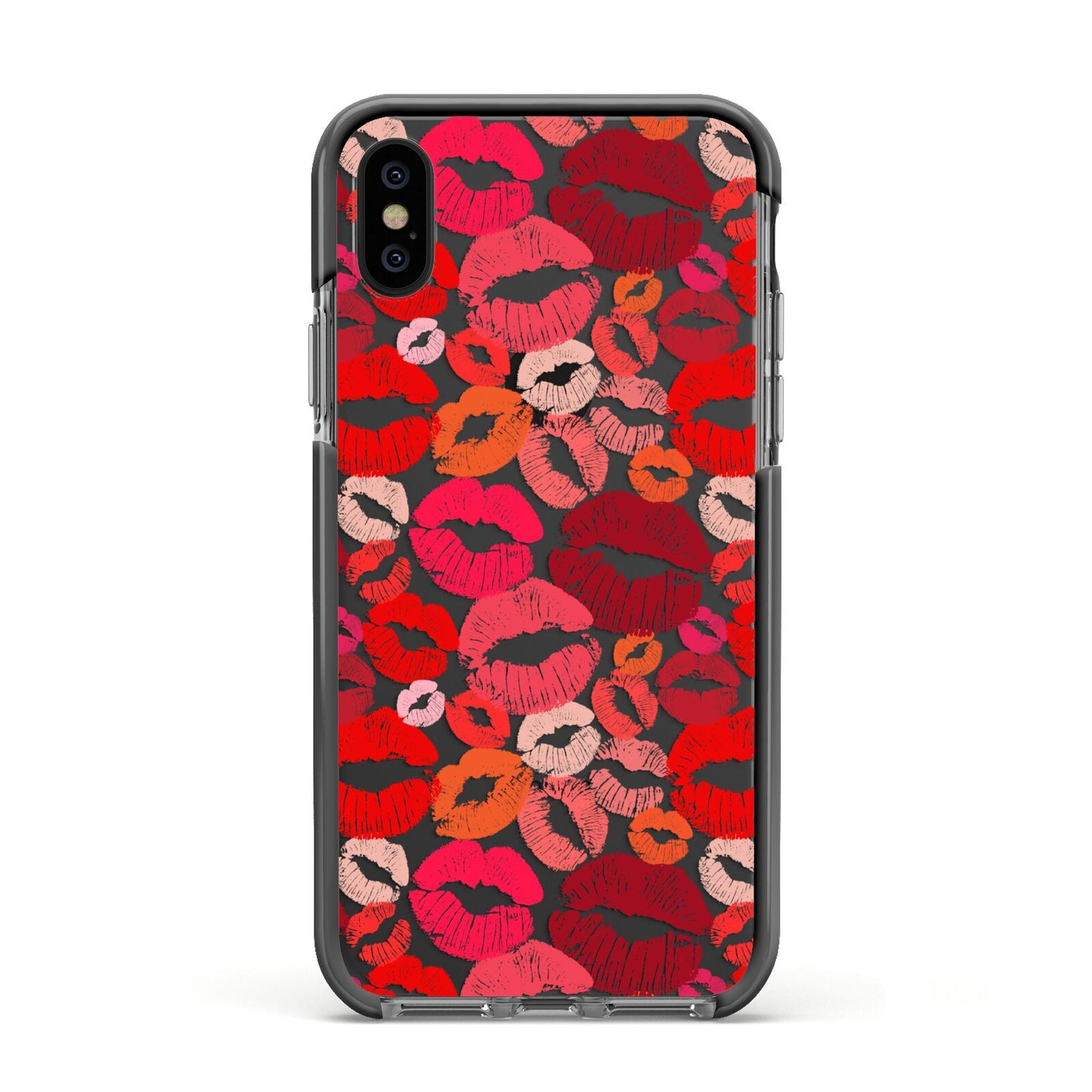 Kiss Print Apple iPhone Xs Impact Case Black Edge on Black Phone