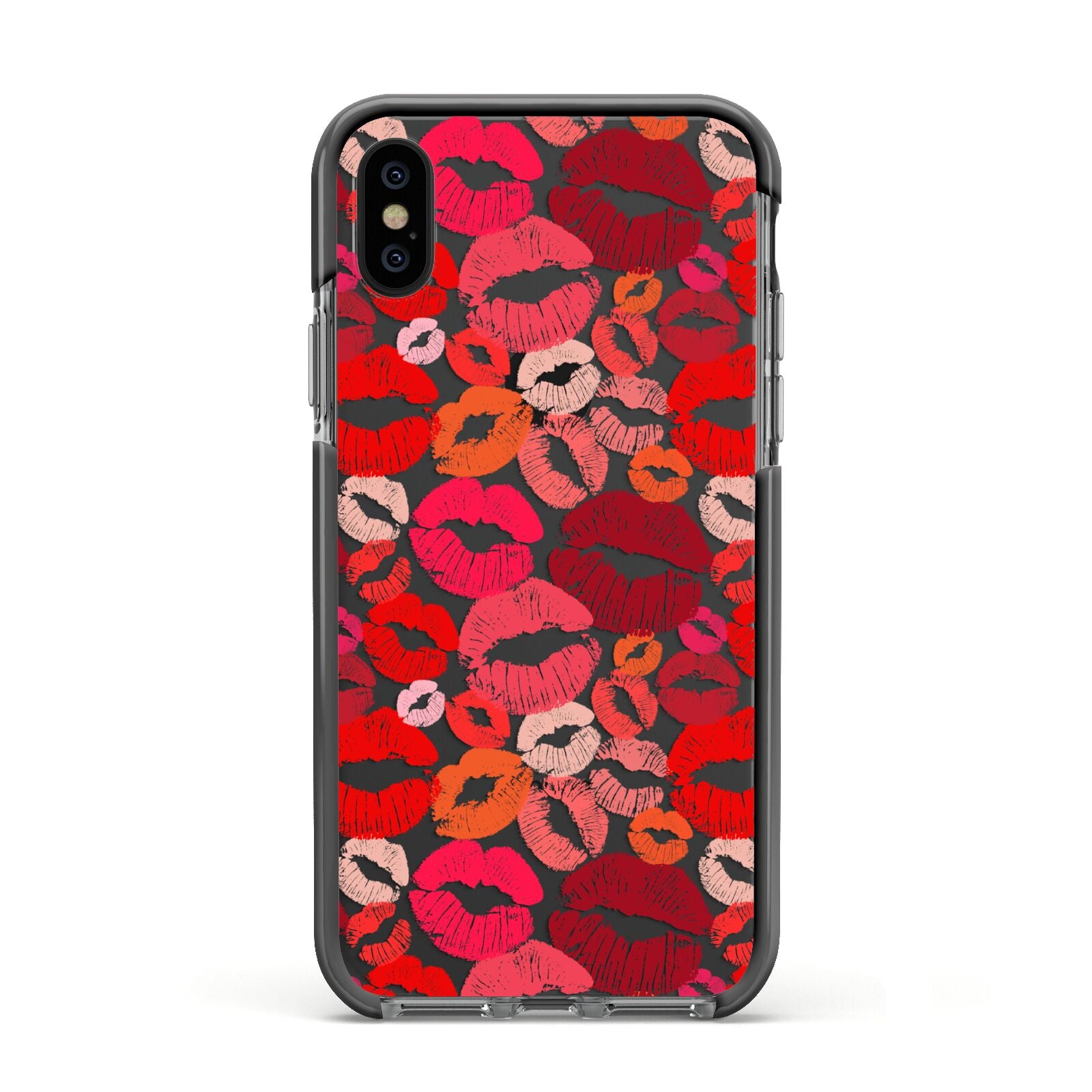 Kiss Print Apple iPhone Xs Impact Case Black Edge on Black Phone