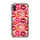 Kiss Print Apple iPhone Xs Impact Case Black Edge on Silver Phone